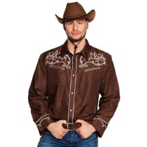 Chemise FarWest marron et motifs blancs adulte (L)