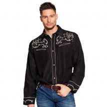 Chemise FarWest noire et motifs blancs adulte (M)