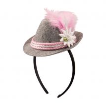 Chapeau gris rose de bavaroise sur serre tete