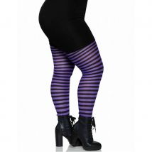 Collants grande taille Halloween violet rayé (XXXL/XXXXL)