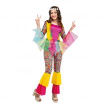 Costume hippie arc en ciel avec tulle, femme (S)
