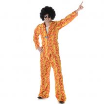 Costume hippie camaieu orange fleuri pour homme (L)