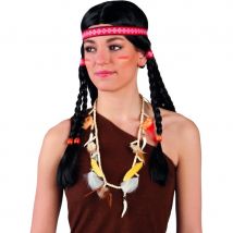 Collier Indien avec plumes, dents et perles