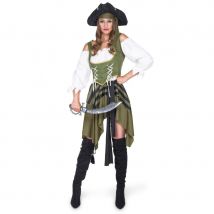 Costume kaki noir de femme pirate (S)