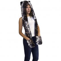 capuche léopard, écharpe à poches (léopard)