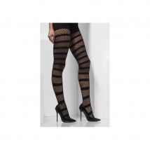 Collants lignés noirs et transparents en résille (Taille unique)