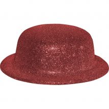 Chapeau melon avec paillettes rouge (ROUGE)