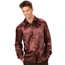 Chemise marron satinée disco pour homme (L)