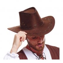 Chapeau marron uni de cowboy pour adulte