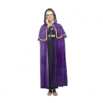 Cape médiévale violette à capuche (M)