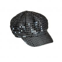Casquette noire à sequins style disco