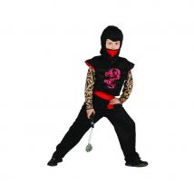 Costume noir et rouge de petit ninja (7/9 ans)