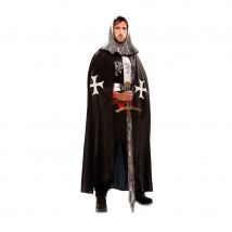 Cape noire médiévale avec croix blanches, homme (M/L)