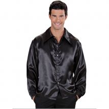 Chemise noire satinée disco pour homme (S)