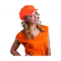 Casquette orange disco recouverte de sequins