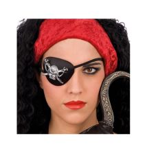 Cache oeil noir de pirate avec tête de mort