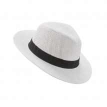 Chapeau Panama blanc avec ruban noir
