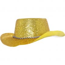 Chapeau plastique de cowboy paillette or