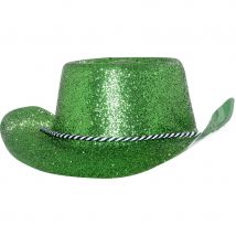 Chapeau plastique de cowboy pailletté vert