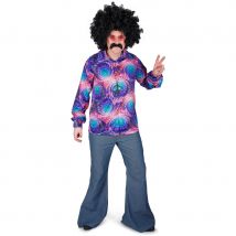 Chemise psychédélique hippie motifs violets (L)