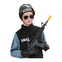 Casque police noir avec visière, pour enfant
