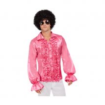 Chemise rose à volants pour homme (L)