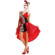 Costume robe courte d'arlequin effet queue de pie (S)