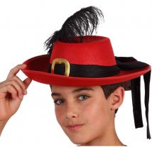 Chapeau rouge de mousquetaire pour enfant