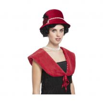 Chapeau rouges des années 20 avec étole (Taille unique)
