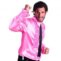 Chemise rose disco ruche pour homme (L)