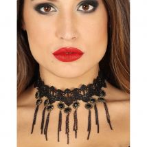 Collier ras de cou baroque style dentelle noire