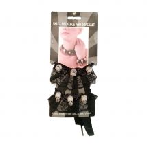 Collier ras de cou et bracelet tête de mort