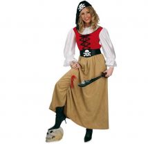 Costume robe de femme pirate rouge et beige (M (38))