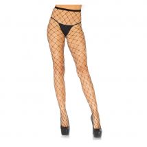 Collants résilles larges noirs avec strass, luxe (Taille unique)