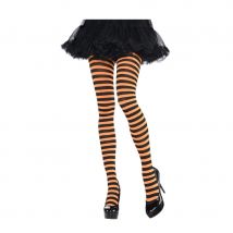 Collants rayés Orange et Noirs pour femme (Taille unique)