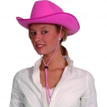 Chapeau rose uni de cowboy