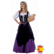 Costume robe violette noire de serveuse médiévale (M)