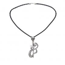Collier tressé pendentif serpent et épée
