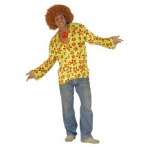 Chemise verte hippie avec fleurs imprimées (XL)