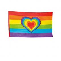 Drapeau Arc-en-ciel et coeur de 90X150 cm