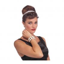 Double bracelet de grosses perles blanches