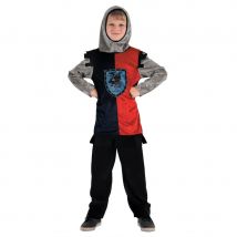 Déguisement Chevalier pour Garçon, noir et rouge (7/9 ans)