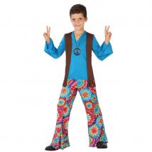 Déguisement de petit hippie bleu pantalon fleuri (3/4 ans)