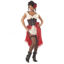Déguisement de tavernière avec corset pour femme (M)
