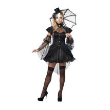 Déguisement de victorienne noire à demi masque (M)