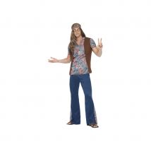 Déguisement hippie homme imprimé bleu (S)