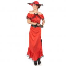 Déguisement longue robe rouge droite années 50 (Taille unique)