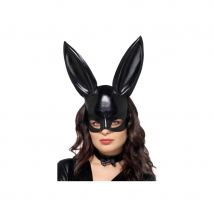 Demi masque de lapin noir sexy avec collier
