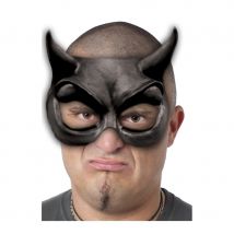 Demi-masque loup de diable noir en latex (Noir)