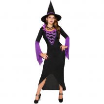 Déguisement noir pourpre de sorcière adulte (M/L)